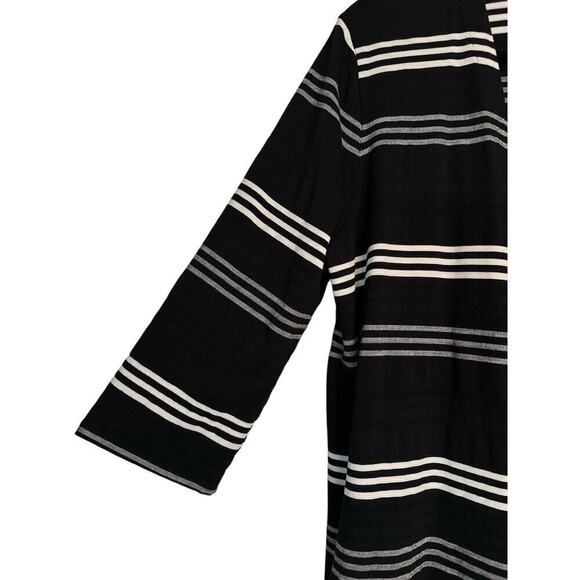 J. Jill Women's Open Front Stripe 3/4 Sleeve Stretch Cardigan Sweater Size PXL - Picture 4 of 8
